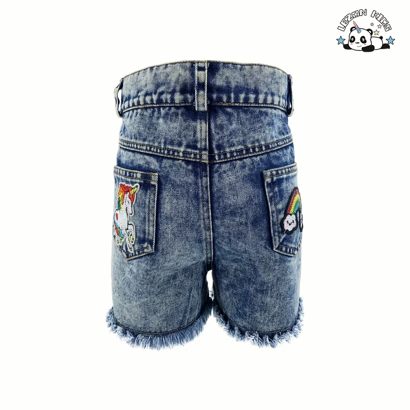 LEZONKIDS - Unicorn sequins jacket and shorts children's denim set